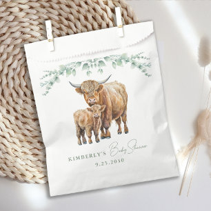 Highland Cow Greenery Boho Farm Animal Baby Shower Favour Bag