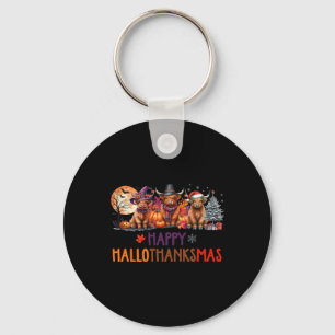 Highland Cow Halloween Christmas Thanksgiving Hall Keychain