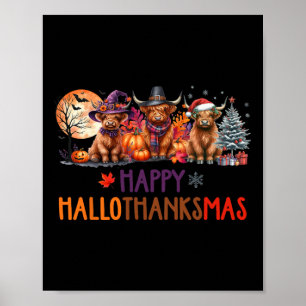 Highland Cow Halloween Christmas Thanksgiving Hall Poster
