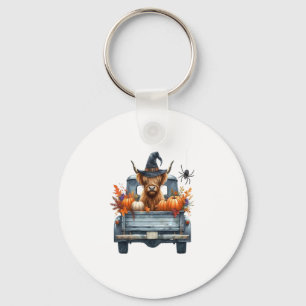 Highland Cow Halloween Fall Keychain