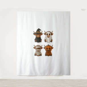 Highland Cow Halloween Funny Fall Spooky Tapestry