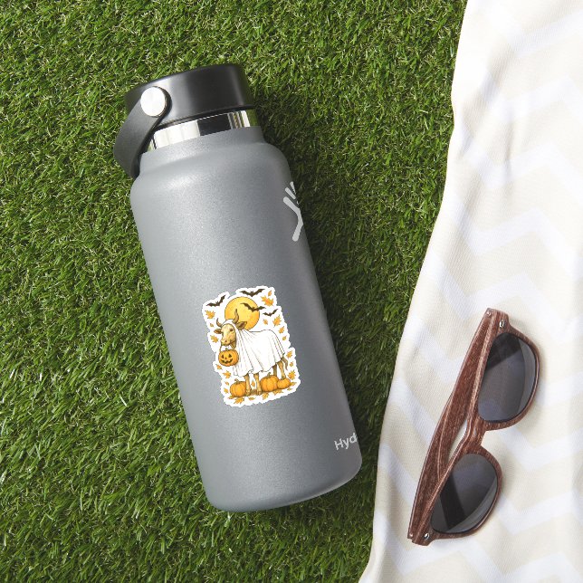 Highland Cow Halloween in Ghost Costume (HydroFlask Insitu)