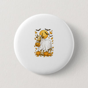Highland Cow Halloween in Ghost Costume 2 Inch Round Button