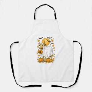 Highland Cow Halloween in Ghost Costume Apron