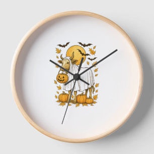Highland Cow Halloween in Ghost Costume Clock