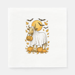 Highland Cow Halloween in Ghost Costume Napkin