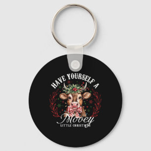 Highland Cow Have Yourself A Mooey Little Christma Keychain