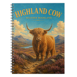 Highland Cow Heather Moorland Watercolor GeoSaga Notebook