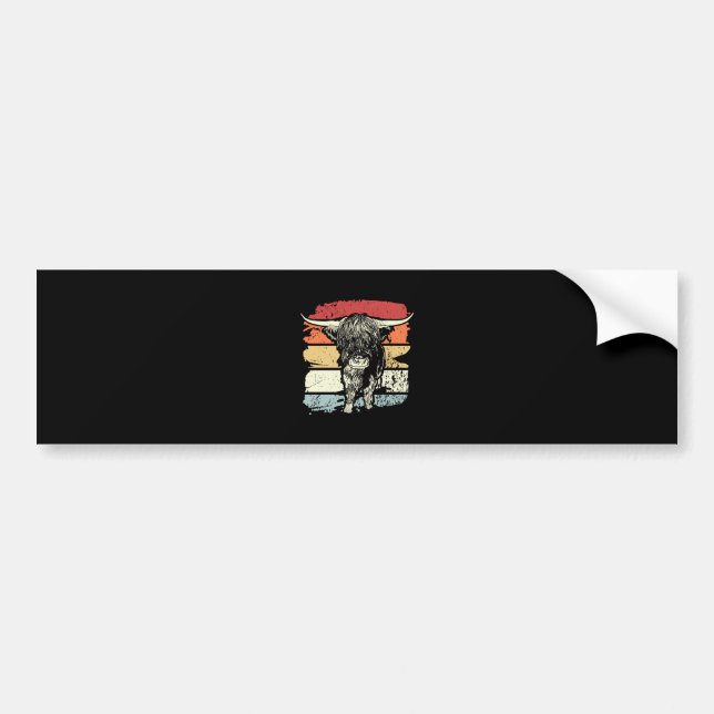 Highland Cow Highland Cows Retro Bumper Sticker (Front)