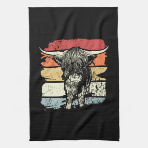 Highland Cow Highland Cows Retro Kitchen Towel