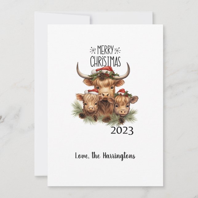 Highland Cow Holiday Card (Front)