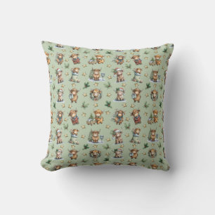Highland Cow Holiday Parade Throw Pillow