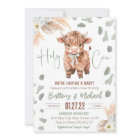 Highland Cow Holy Cow baby shower green Invitation
