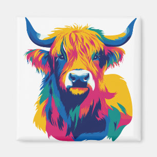 Highland Cow Illustration Watercolour Painting Art Magnet