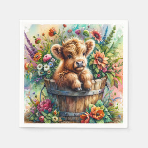 Highland Cow in Flowers Napkin