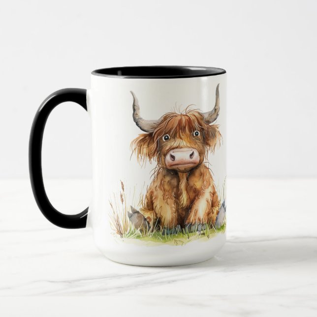 Highland Cow in headlights Mug (Left)
