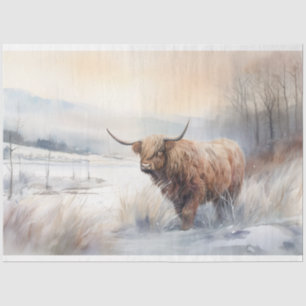 Highland Cow in Snow 3 Decoupage Paper