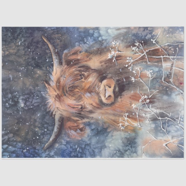 Highland Cow in Winter Tissue Paper (Front)
