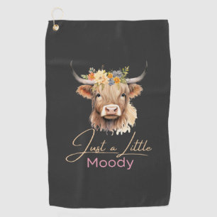 Highland Cow Just A Little Moody Flower Cow Farm Golf Towel