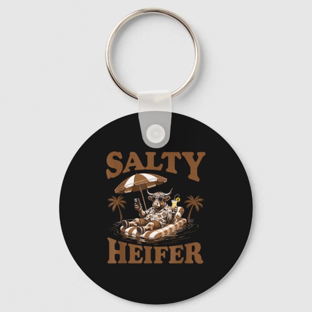 Highland Cow Lovers Salty Heifer Trocal For Women  Keychain (Front)
