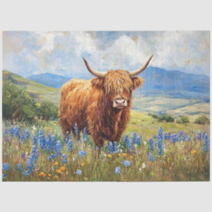 Highland Cow Lupines Decoupage Art Tissue Paper