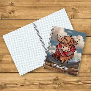 Highland Cow MacDonald of Keppoch Tartan Scarf Notebook