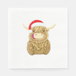Highland Cow Merry Christmas Snow T-shirt Essentia Napkin