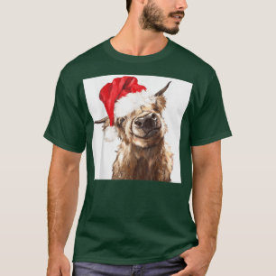 Highland Cow Merry Xmas Christmas Heifer Bandana  T-Shirt