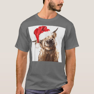 Highland Cow Merry Xmas Christmas Heifer Bandana T-Shirt