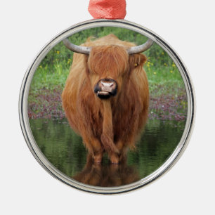 Highland cow metal ornament
