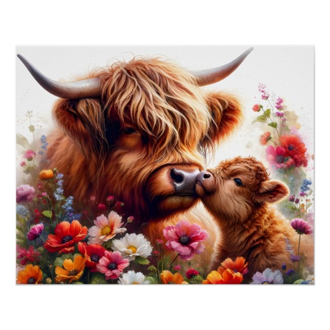 Highland Cow Mothers Day gift idea Poster (Front)
