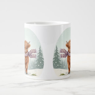 Highland Cow Mug, Cute Animal Art, Farm Animal Gif Large Coffee Mug