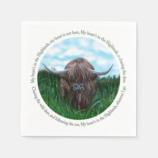 Highland Cow, My Heart's In The Highlands Napkin (Front)