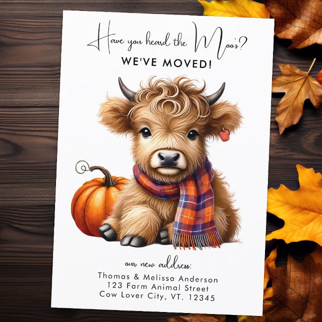 Highland Cow New Address We've Moved Autumn Moving Announcement (Creator Uploaded)