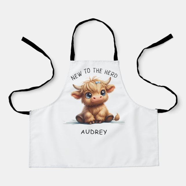 Highland Cow New To The Herd Apron (Front)