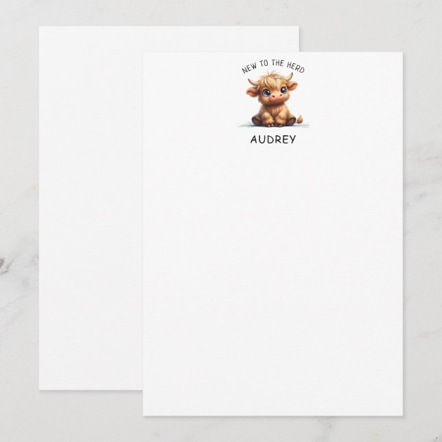Highland Cow New To The Herd Card (Front/Back)