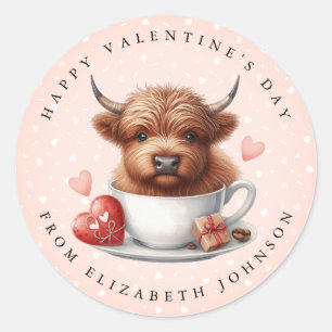 Highland Cow Nom personnalisé Stickers ronds