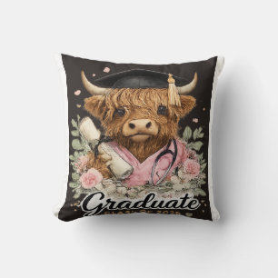 Highland Cow Nursing Graduate Class of 2026 Shirt  Throw Pillow