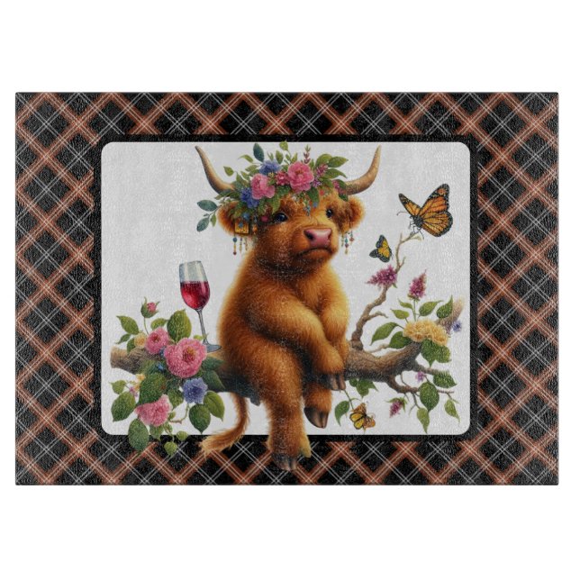 Highland Cow On A Branch  Cutting Board (Front)