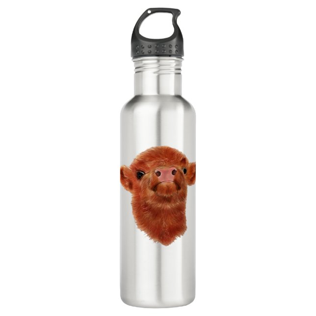 Highland Cow Oversized T-Shirt 710 Ml Water Bottle (Front)