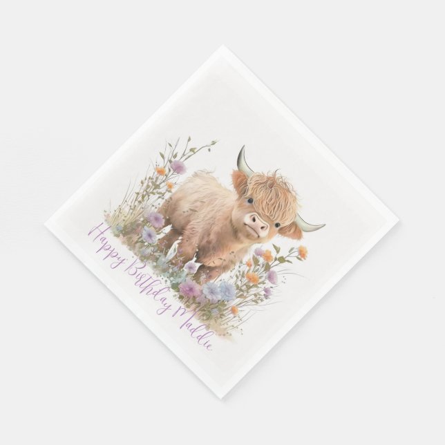 Highland cow party napkins (Corner)