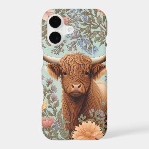 Highland Cow Pastel William Morris Inspired Floral