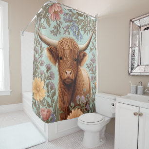 Highland Cow Pastel William Morris Inspired Floral