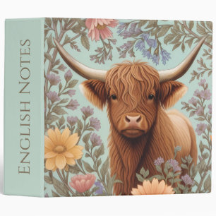Highland Cow Pastel William Morris Inspired Floral Binder