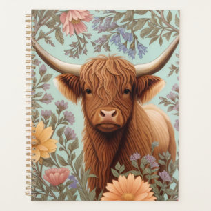 Highland Cow Pastel William Morris Inspired Floral Planner