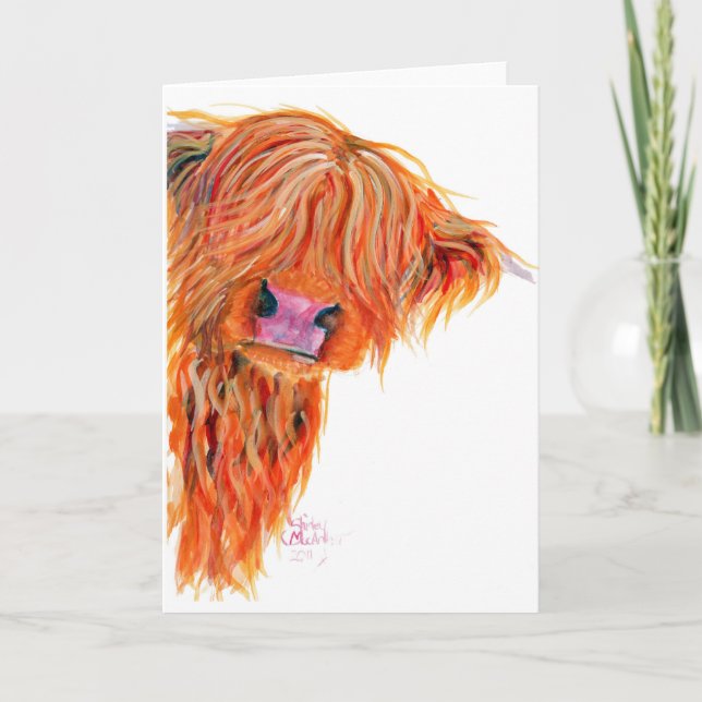 Highland Cow 'Peekaboo' Greeting Card (Front)