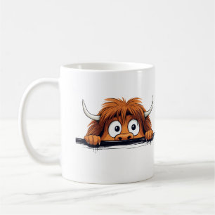 Highland Cow Peeking Cute Adorable Funny Animal  Coffee Mug