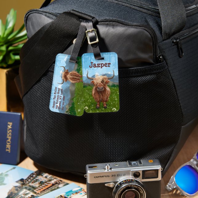Highland Cow Personalized Luggage Tag (Front & Back)