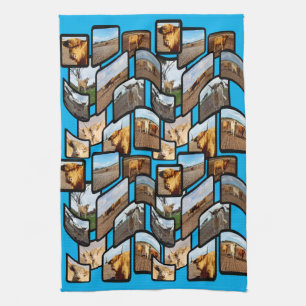 Highland Cow Photo Collage Montage, Kitchen Towel