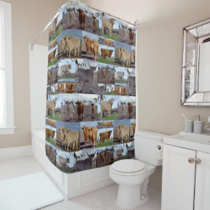 Highland Cow Photo Collage, Shower Curtain
